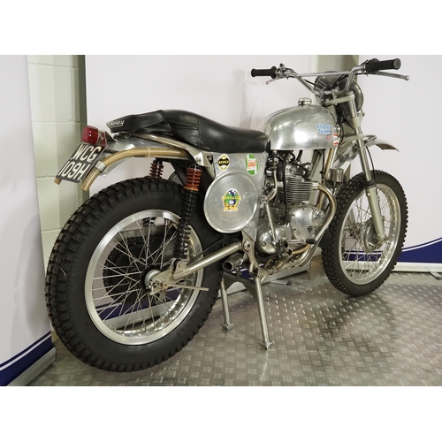 833 - Cheney Triumph trials bike. 1970. 500cc
Frame No-T109EC3679
Engine No. T100FC03679
Runs and rides, b... 
