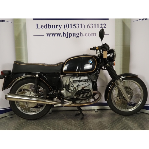 916 - BMW R60/7 motorcycle. 1977. 599cc
Frame No. 6005206
Engine No. 6005206
It had a engine rebuild with ... 