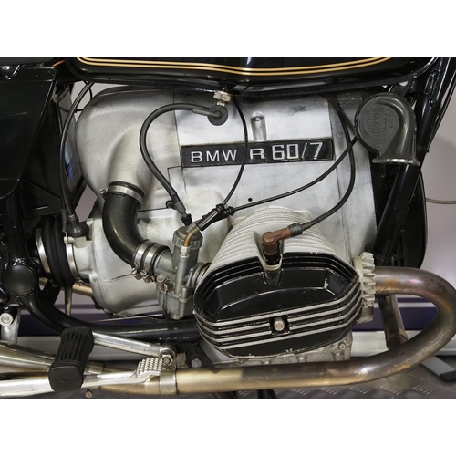 916 - BMW R60/7 motorcycle. 1977. 599cc
Frame No. 6005206
Engine No. 6005206
It had a engine rebuild with ... 