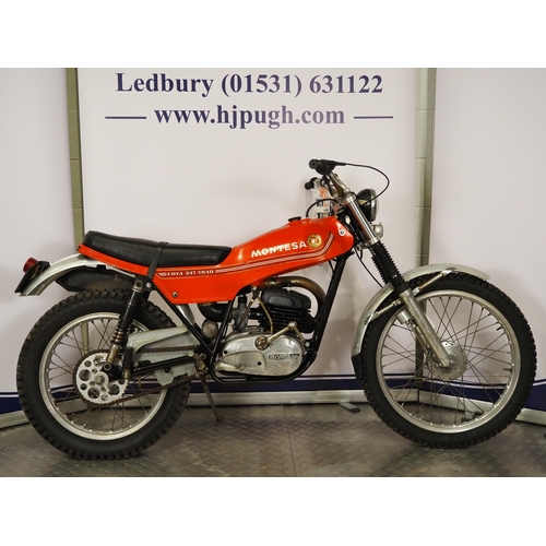 918 - Montesa Cota 247 trail bike.
Frame No. 21M28438
Engine No. 21M23438
Runs. Nova docs available 
Engin... 