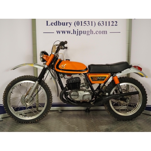 919 - Montesa 250 King Scorpion auto mix trail bike. Nova docs available 
Engine No. 44M0465
Runs 
Engine ... 