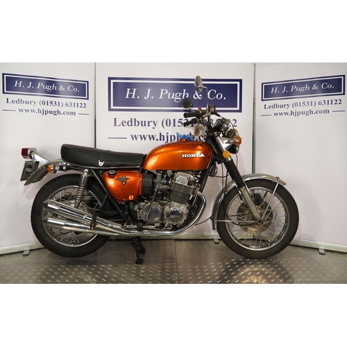 923 - Honda 750 Four motorcycle. 1972. 736cc. 
Frame No. 2024351
Engine No. 2031888
Engine turns over but ... 