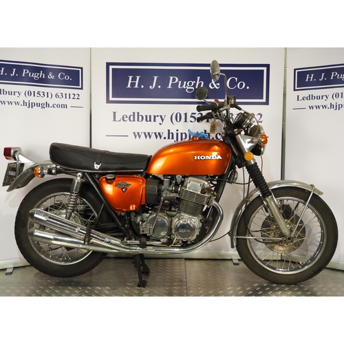 923 - Honda 750 Four motorcycle. 1972. 736cc. 
Frame No. 2024351
Engine No. 2031888
Engine turns over but ... 