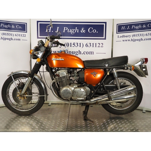 923 - Honda 750 Four motorcycle. 1972. 736cc. 
Frame No. 2024351
Engine No. 2031888
Engine turns over but ... 