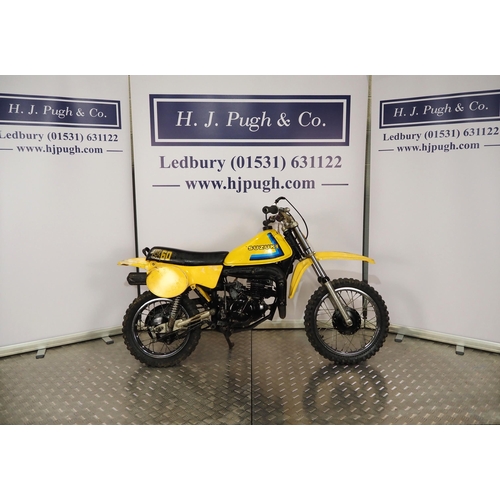 926 - Suzuki RM60 childs scrambler. 1981.
Frame No. RM60 -100061
Engine No. RM60-100149
Engine turns over ... 