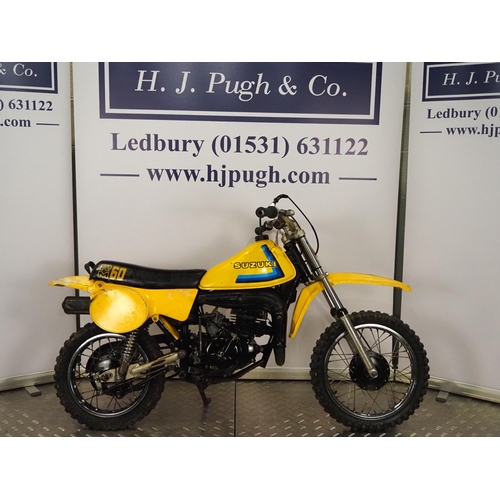 926 - Suzuki RM60 childs scrambler. 1981.
Frame No. RM60 -100061
Engine No. RM60-100149
Engine turns over ... 