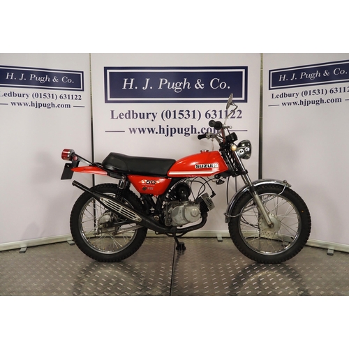 928 - Suzuki TS50 motorcycle. 1971. 49cc. 
Frame No. TS50-16886
Engine number does not match V5. 
Runs and... 