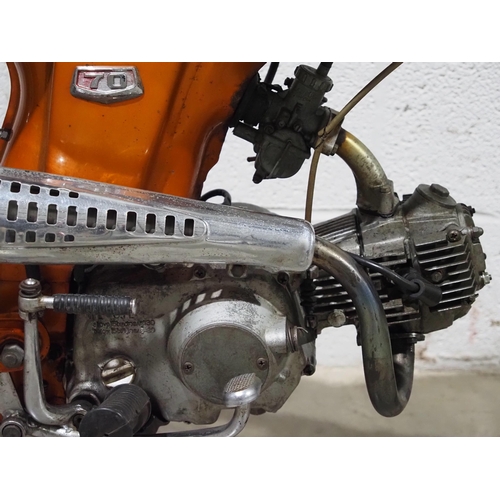 930 - Honda CL70 motorcycle. 1970. 70cc.
Frame No. CL70-203332
Engine No. CL70E-203322
Engine turns over b... 