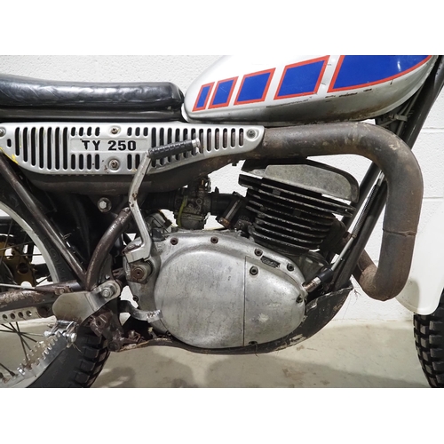 933 - Yamaha TY250 trials motorcycle. 250cc
Frame No. 434-013549
Engine No. 434-013549
Runs and rides. 
No... 