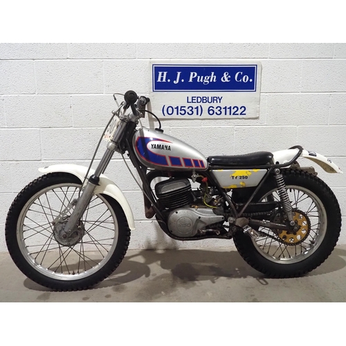 933 - Yamaha TY250 trials motorcycle. 250cc
Frame No. 434-013549
Engine No. 434-013549
Runs and rides. 
No... 