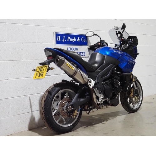 943 - Triumph Tiger 1050 motorcycle. 2007. 1050cc. 
Non runner but engine turns over. Cat C in 2015. Comes... 