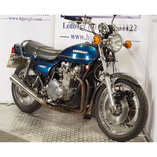 946 - Kawasaki Z1000 A motorcycle. 1977. 1015cc. 
Frame No. KZT00A505385
Engine No. KZT00AE037017
Runs and... 