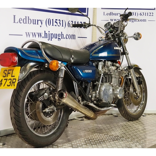 946 - Kawasaki Z1000 A motorcycle. 1977. 1015cc. 
Frame No. KZT00A505385
Engine No. KZT00AE037017
Runs and... 