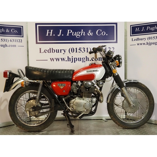 956 - Honda CL350 motorcycle. 1973. 350cc. 
Frame No. CL350-5025393
Engine No. CL350E-5057487 
Engine turn... 