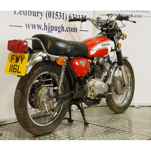 956 - Honda CL350 motorcycle. 1973. 350cc. 
Frame No. CL350-5025393
Engine No. CL350E-5057487 
Engine turn... 