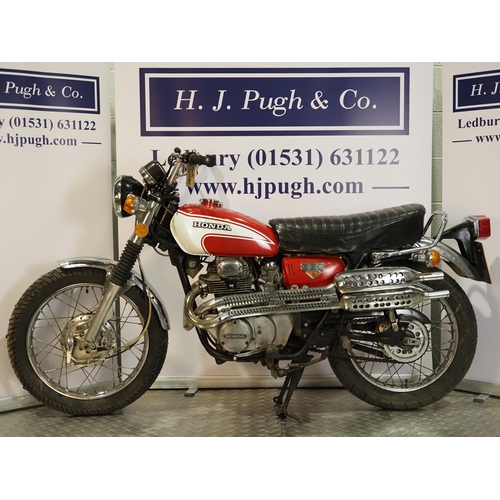 956 - Honda CL350 motorcycle. 1973. 350cc. 
Frame No. CL350-5025393
Engine No. CL350E-5057487 
Engine turn... 