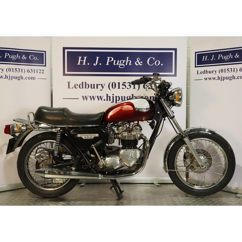 959 - Triumph Bonneville motorcycle. 1976. 736cc. 
Frame No. XN65697
Engine No. XN65697
Runs and rides. Ro... 