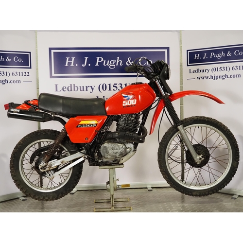 984 - Honda XLS500R motocross bike. 1980. 499cc. 
Runs and rides. Import. 
Reg. JUX 363V. V5 and key.