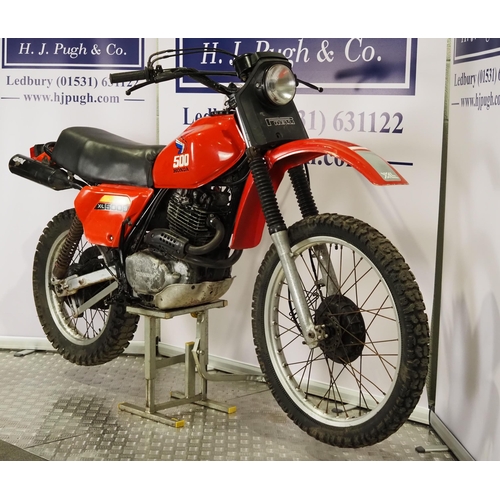 984 - Honda XLS500R motocross bike. 1980. 499cc. 
Runs and rides. Import. 
Reg. JUX 363V. V5 and key.