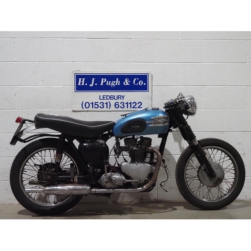 992 - Triumph Tiger 100 motorcycle project. 1958. 498cc. 
Frame No. 014659
Engine No. T10077574
No docs.