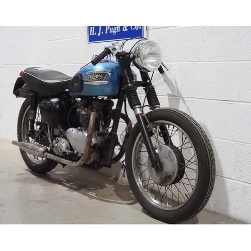 992 - Triumph Tiger 100 motorcycle project. 1958. 498cc. 
Frame No. 014659
Engine No. T10077574
No docs.