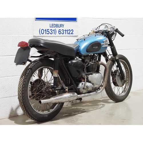 992 - Triumph Tiger 100 motorcycle project. 1958. 498cc. 
Frame No. 014659
Engine No. T10077574
No docs.