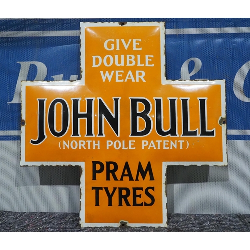 Enamel sign - John Bull Pram Tyres 17½" x 17½" max