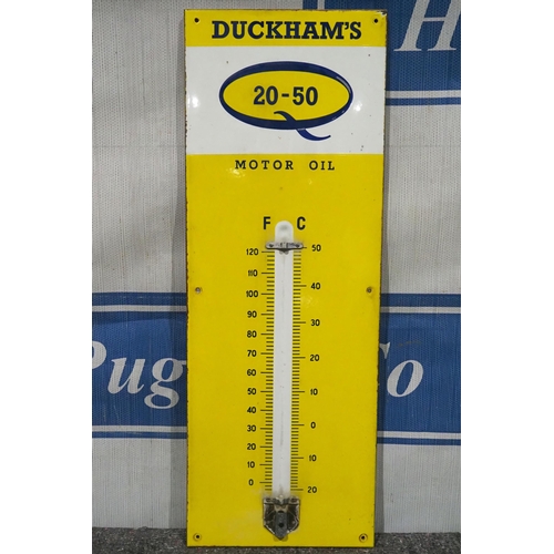 131 - Enamel sign - Duckham's 20-50 Motor Oil thermometer sign 36