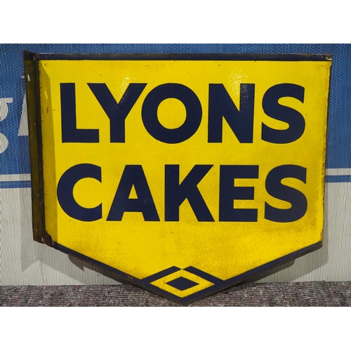 135 - Double sided post mounted enamel sign - Lyons Cakes 15½