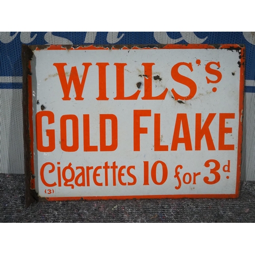 143 - Double sided post mounted enamel sign - Wills's Gold Flake Cigarettes 11