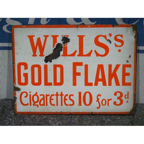 143 - Double sided post mounted enamel sign - Wills's Gold Flake Cigarettes 11