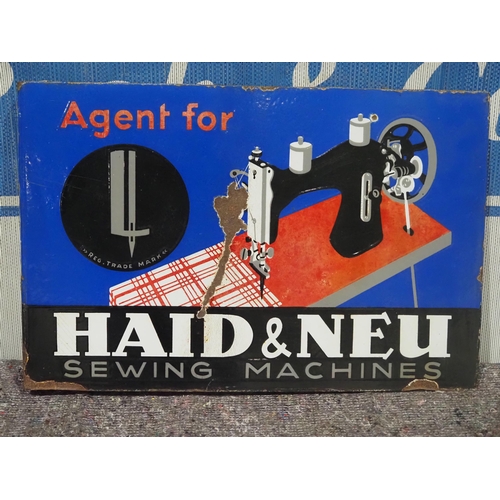 150 - Double sided post mounted enamel sign - Haid & Neu Sewing Machines 13