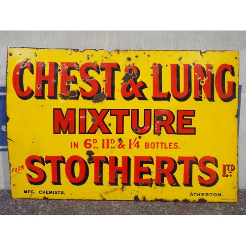 155 - Enamel sign - Stotherts Ltd. Chest & Lung Mixture 24