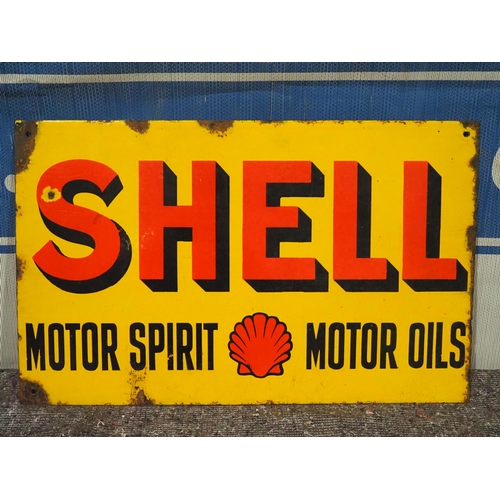 17 - Double sided enamel sign - Shell Motor Spirit and Motor Oils 15