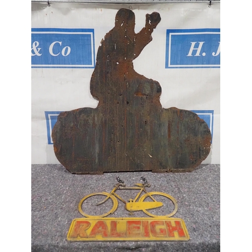 184 - Enamel sign and cast aluminium sign - Raleigh 47