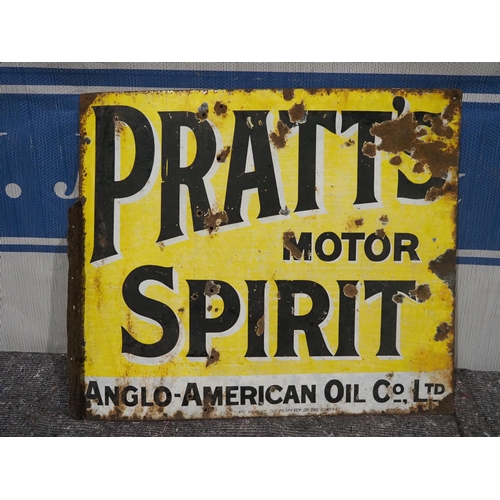 187 - Double sided post mounted enamel sign - Pratt's Motor Spirit 18