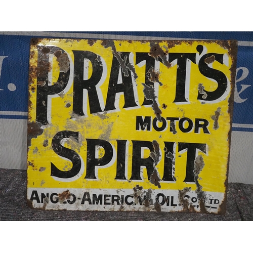 187 - Double sided post mounted enamel sign - Pratt's Motor Spirit 18