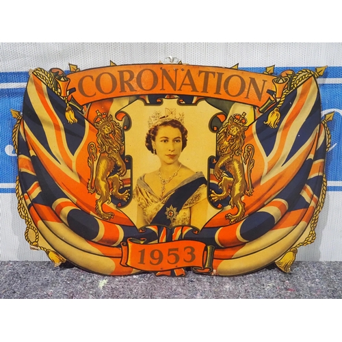 191 - Cardboard sign - Coronation 1953 18