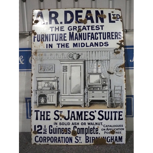 197 - Enamel sign - A.R. Dean Ltd 'The Greatest Furniture Manufacturers in the Midlands' 60