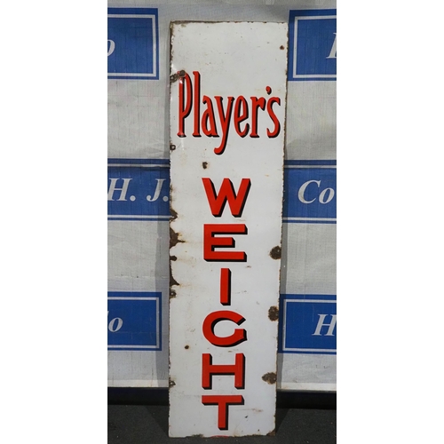 206 - Enamel sign - Player's Weight 69½