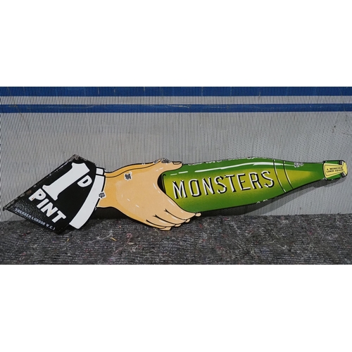 323 - Double sided post mounted enamel sign - Monsters Lemon Squash 21