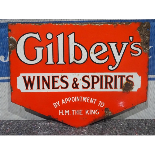 51 - Double sided enamel sign - Gilbey's Wines & Spirits 16½