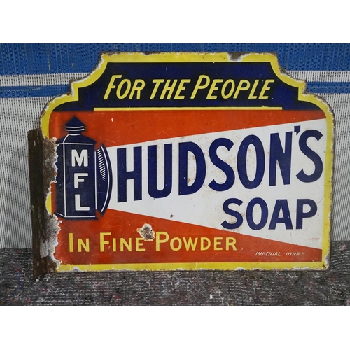 52 - Double sided post mounted enamel sign - Hudson's Soap 9
