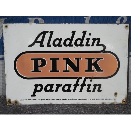 63 - Double sided enamel sign - Aladdin Pink Paraffin 14