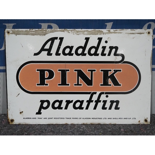 63 - Double sided enamel sign - Aladdin Pink Paraffin 14