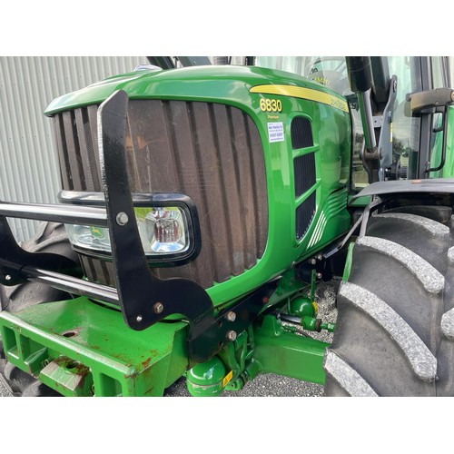 291 - John Deere 6830 Premium tractor. 2009. Autoquad, showing 2500 hours, 50kph. C/w Quicke Q60 Loader, a... 