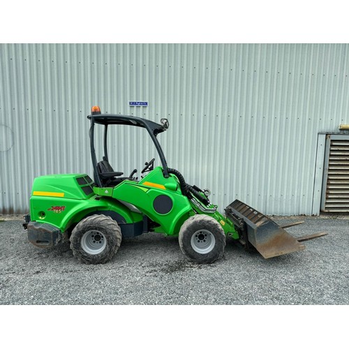 292 - Avant 745 loader. 2017. Showing 1350 hours, c/w rear weights, auxiliary hydraulics, forks and bucket... 