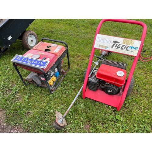 186 - Pressure washer, generator and strimmer