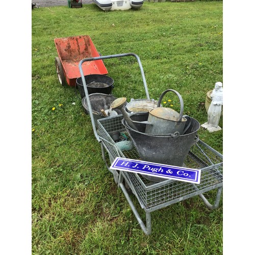 231 - Galvanised items and 2 garden trolleys