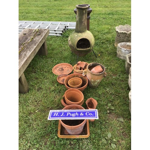 248 - Chiminea and terracotta pots